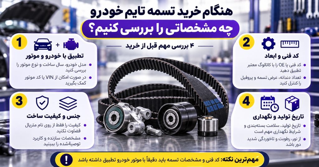 هنگام خرید تسمه تایم خودرو باید چه مشخصاتی را بررسی کنیم؟